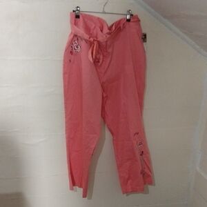Women's Pink Embroidered Pants